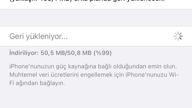 iCloud'dan geri yükle ne kadar sürede tamamlanır?