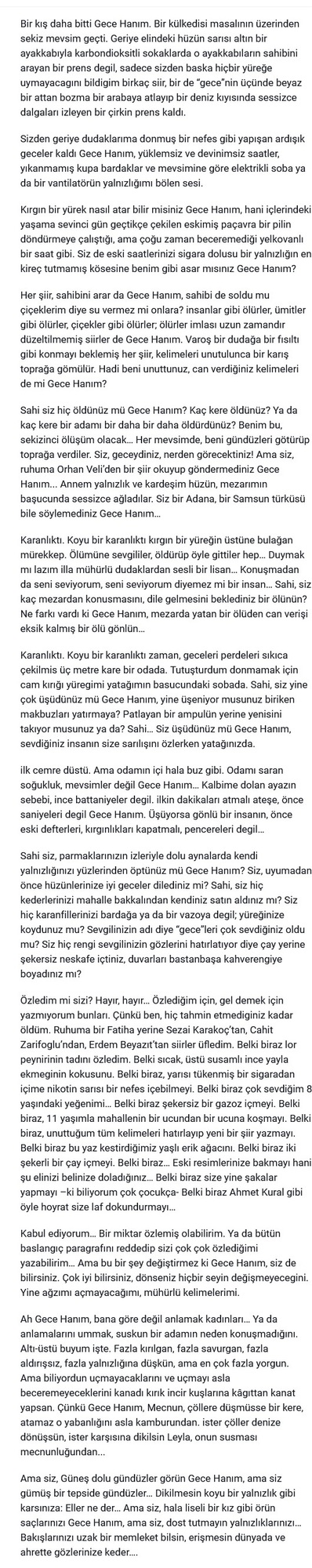 Her özleyen yazar mı?