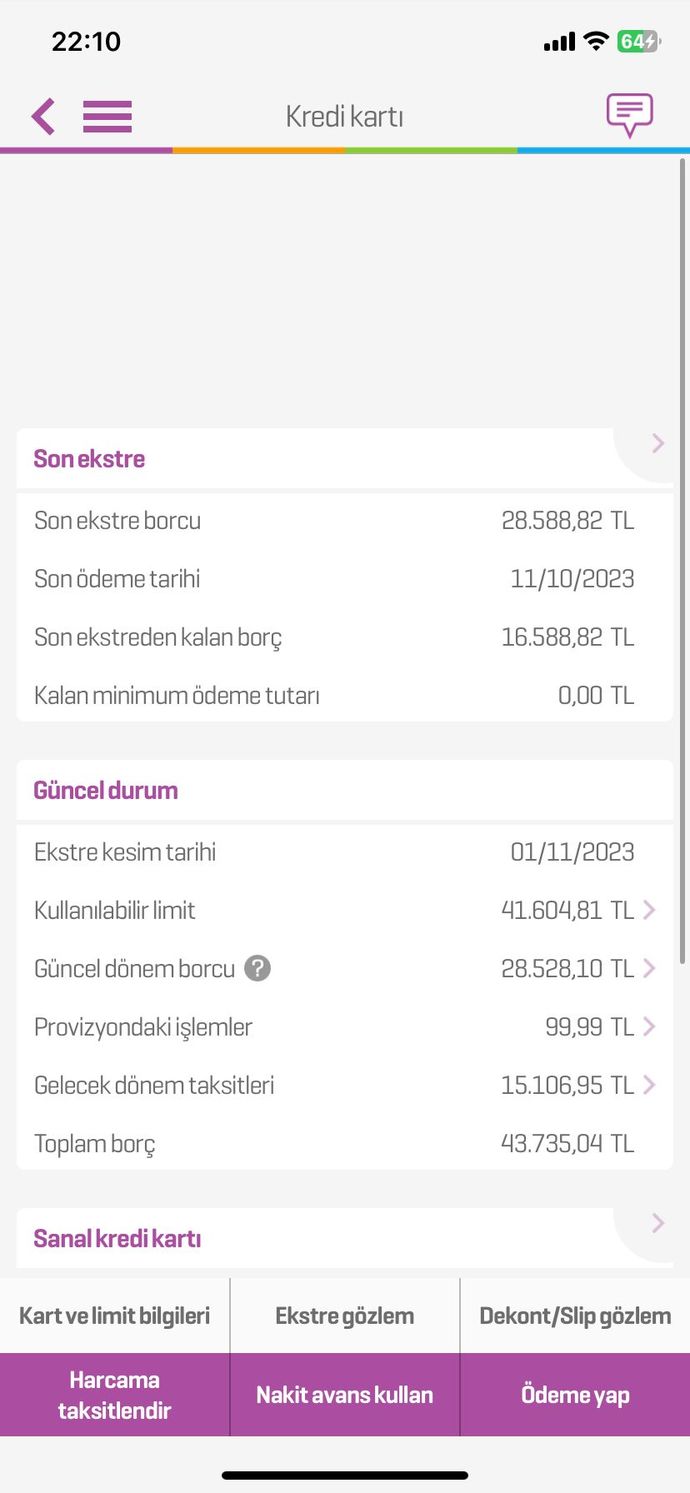 Ne kadar borcu/kredin var?