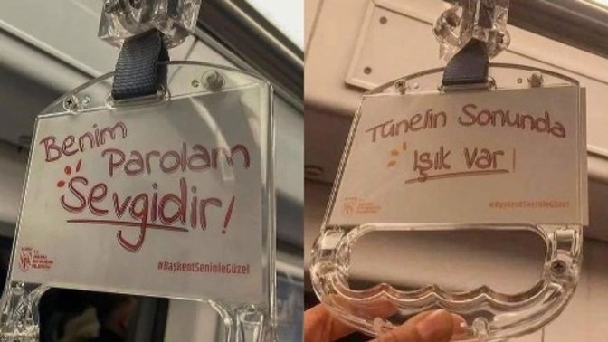 Ankara Belediyesi'nin motive edici otobüs tutamaçları... 👏😊 Senin favorin hangisi?