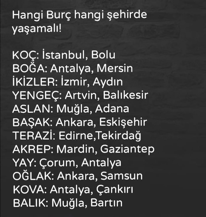 Burçlara göre hangi şehirde yaşamalısın 😃?