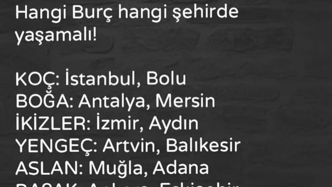 Burçlara göre hangi şehirde yaşamalısın 😃?