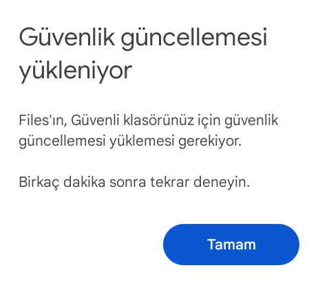 Telefonu güncelledikten sonra böyle yazı çıkıyor ve dosyalara giremiyorum, başka güncelleme de yok ve güncelleme istiyor sürekli?