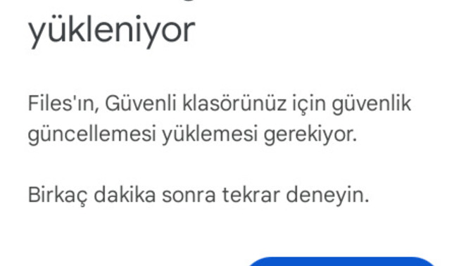 Telefonu güncelledikten sonra böyle yazı çıkıyor ve dosyalara giremiyorum, başka güncelleme de yok ve güncelleme istiyor sürekli?