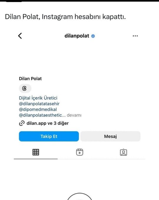 Dilan polatın gösterişine sinir olduğum için bugün 8 tane hesabımdan şikayet ettim hesabı kapandı şakamı?
