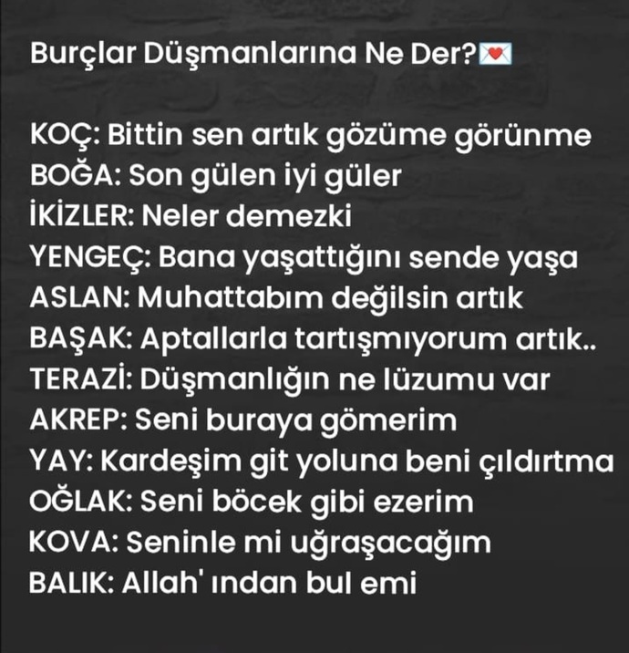 Burcuna göre düşmanlarına ne dersin?