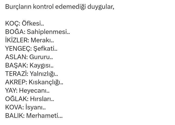 Burcuna göre kontrol edemediğin duygun nedir?