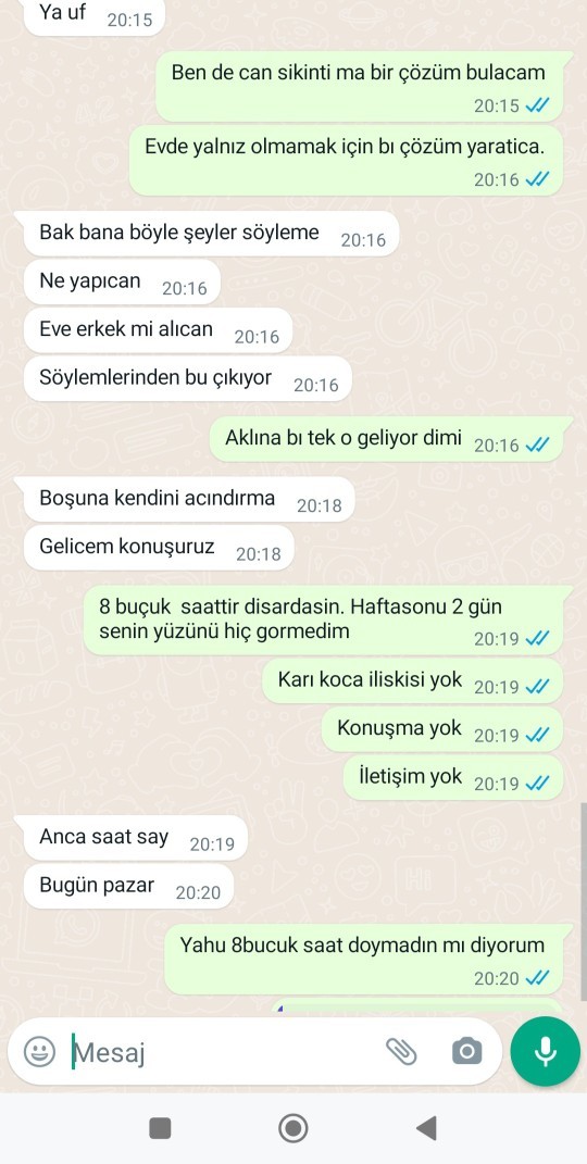 Eşim hiç bir tatil gününde evde degil, kahvaltı yapıp çıkıyor, gece yarısı eve geliyor. Siz olsanız naparsınız?