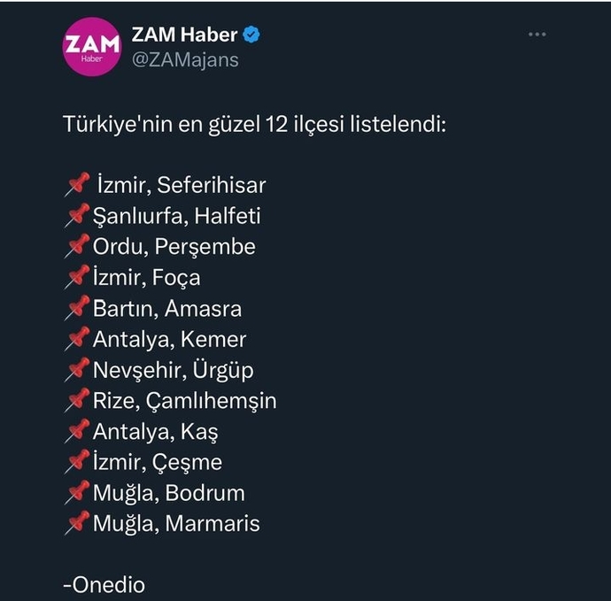Türkiyenin en iyi 12 ilçesi listelenmiş. Var mı içinde memleketiniz?