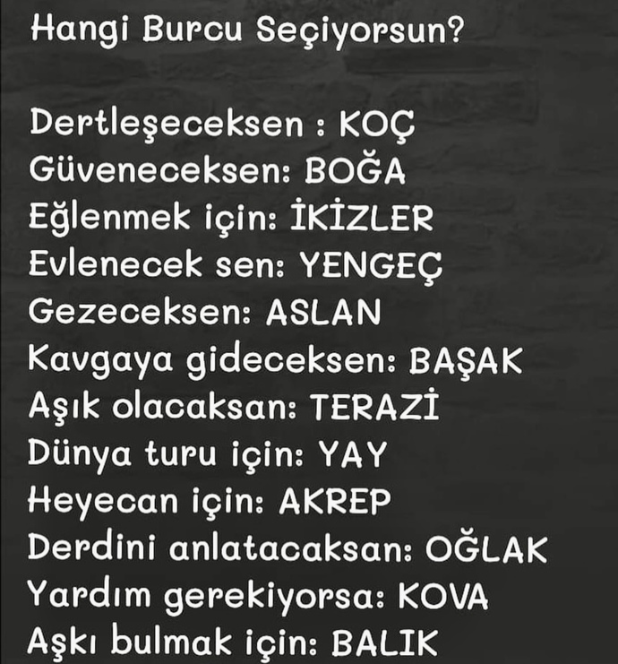 Sen hangi burcu seçiyorsun?