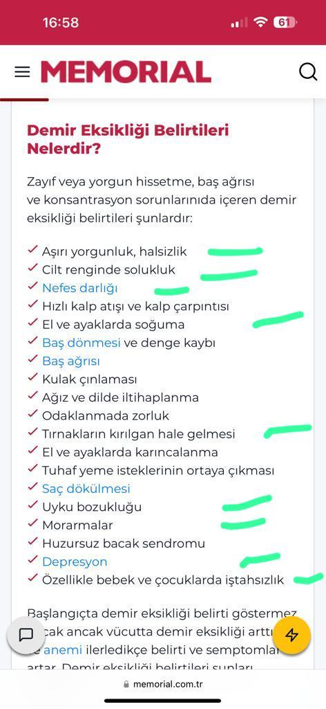 Demir Eksikliği Anemisi Ne kadar yorgunluk yapar?