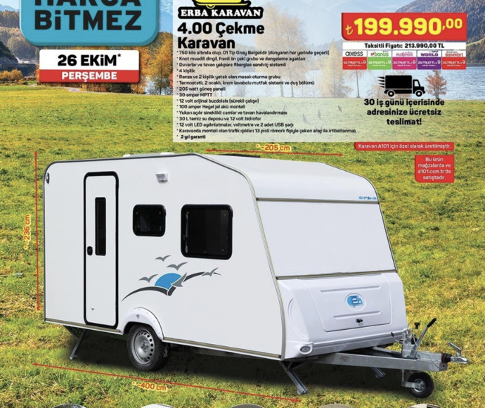 A101, bu hafta 199.990 TL değerinde karavan satacak. Bu paraya neler alınabilir?