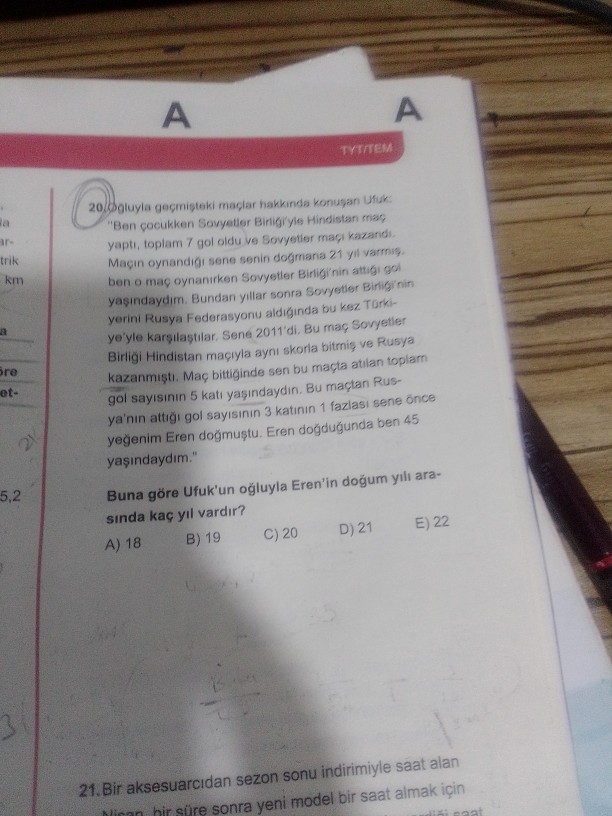Yaş problemi. Yardımcı olur musunuz?