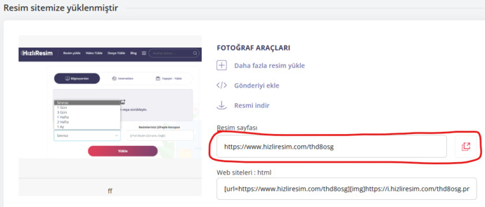 hizliresim foto link paylaşım sayfası