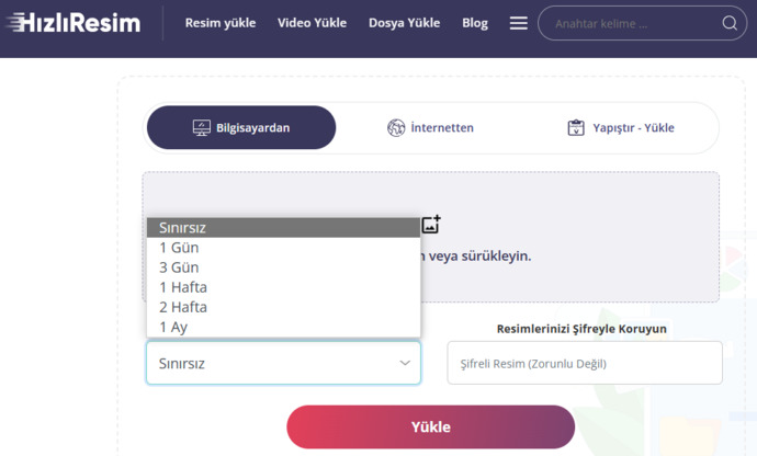 hizliresim upload ekranı
