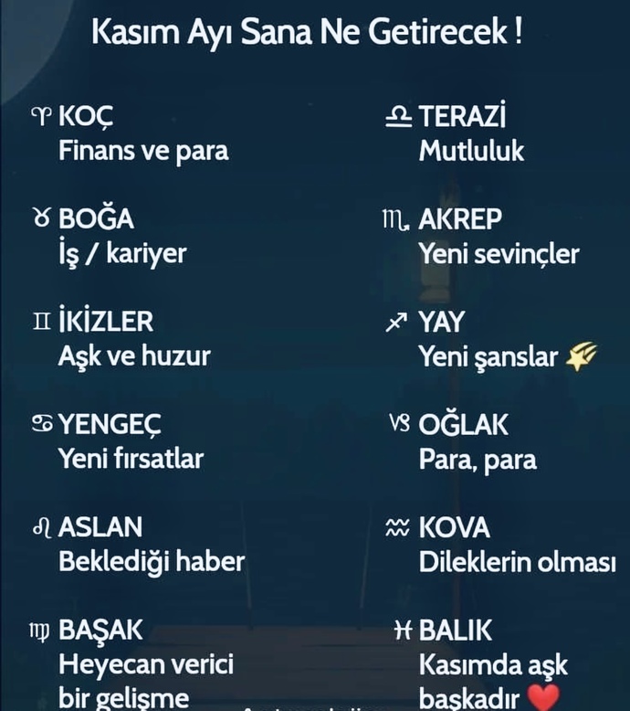 Kasım ayı sana ne getirecek?