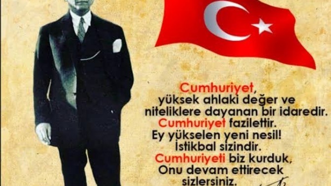 Haydi bu gün bizjm bayramımız. Bu gün cumhuriyet 100 yaşında. Peki siz bu güzel günümüz için bir cümle söyler misiniz?