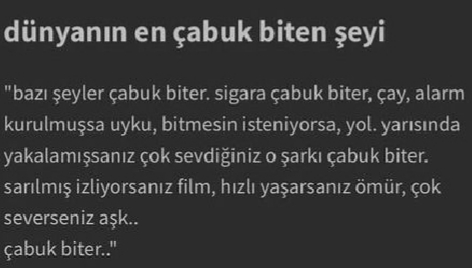 Çabuk biten şeyler nelerdir?