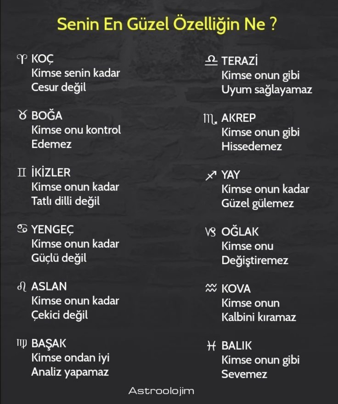 Burcuna göre en güzel özelliğin ne?