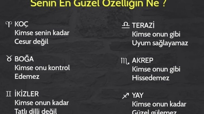 Burcuna göre en güzel özelliğin ne?