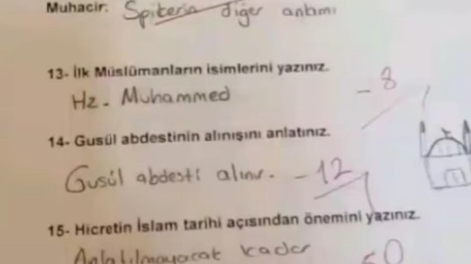 Sizce din hocası neden bana sınavda -50 puan verdi?