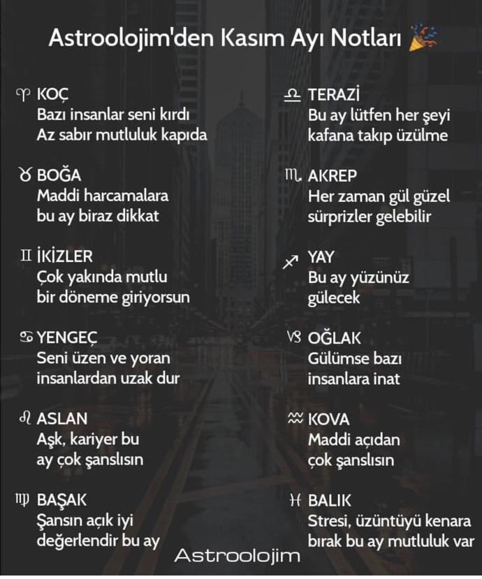 Burcunu kasım ayında neler bekliyor?