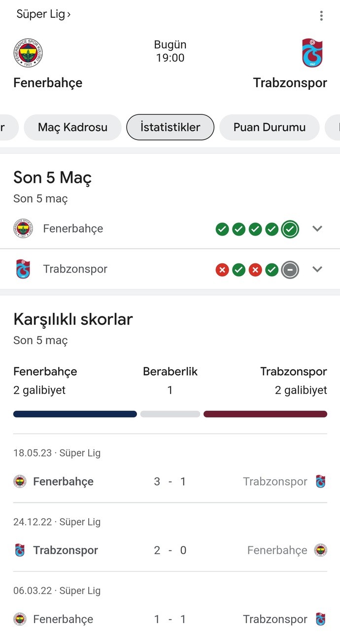 Fenerbahçe - Trabzonspor maç sonucu tahmininiz nedir?