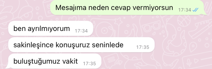 Sevgilimle çok büyük tartıştık sonunda ayrılalım dedim görüldü atıp çıktı cevap vermedi sizce neden?