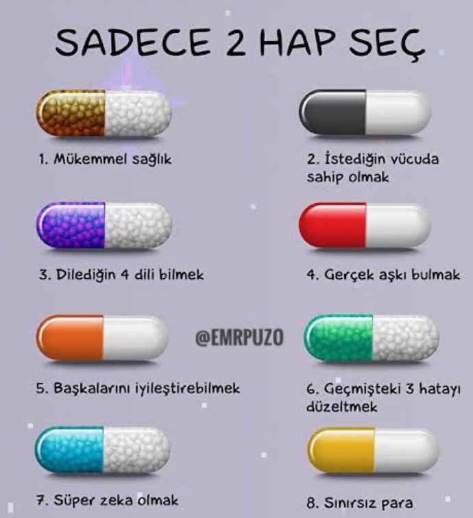 Sadece 2 hap seçseydin hangisini seçerdiniz?