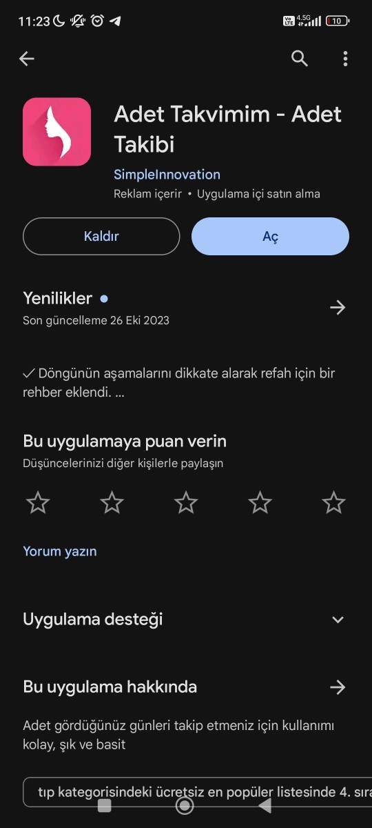 Regl takibi için önerebileceğiniz ücretsiz bir uygulama var mı?