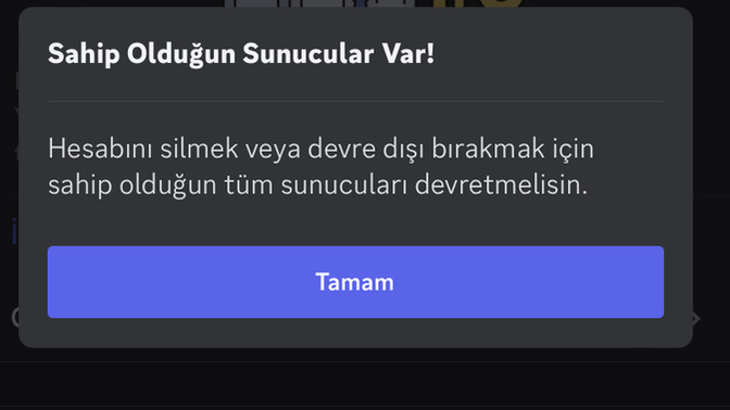 Discord hesabım neden silinmiyor?