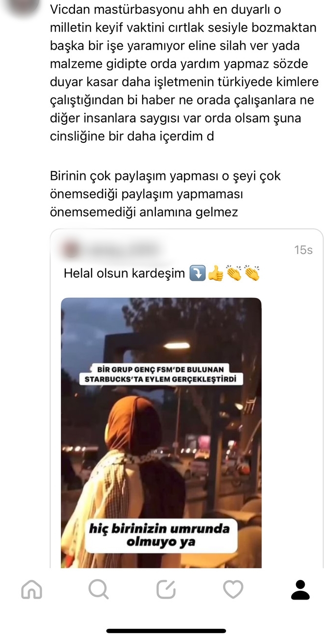 Starbucksta oturanlara bağıran kadın gündem oldu! İnsanlara bağırmak savaşa duyarlılık mı?