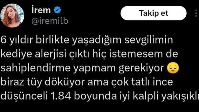 Sevgilinizin, evinizde beslediğiniz hayvana karşı alerjisi olsa ayrılır mıydınız?