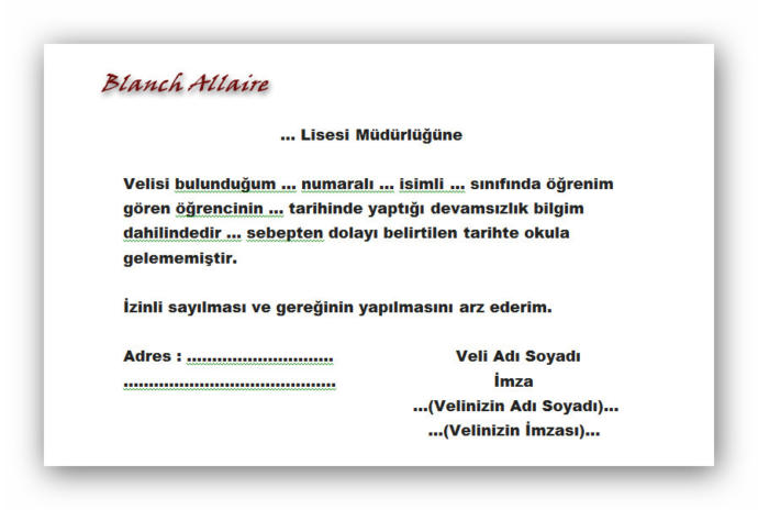 Lise devamsızlık sildirme dilekçesi örneği var mı?