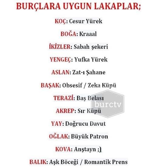 Burcunuza göre lakabınız nedir?