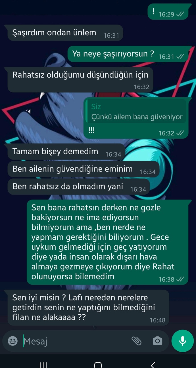Rahatsın derken ne ima etmek istemiş?