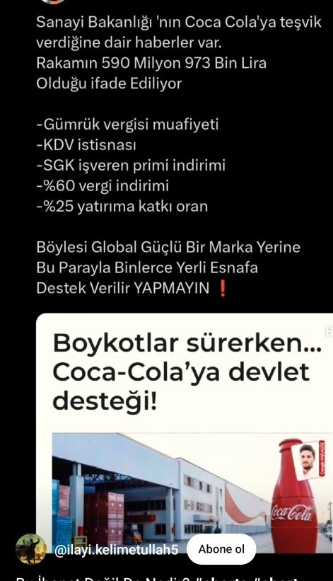 Coca cola nin tesvik aldığı doğru mu?