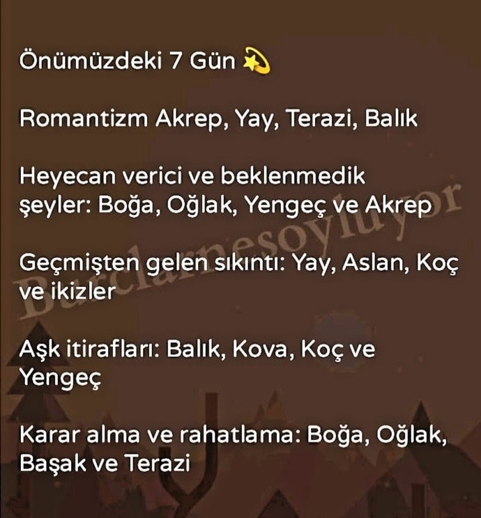 Burcuna göre önümüzdeki 7 gün seni neler bekliyor?