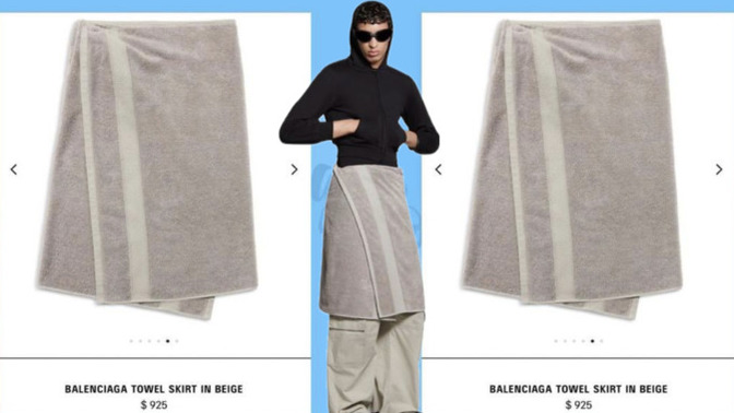 Balenciaga havludan yaptığı eteği 925 dolara satıyor. Sizin en pahalı havlunuz kaç para?