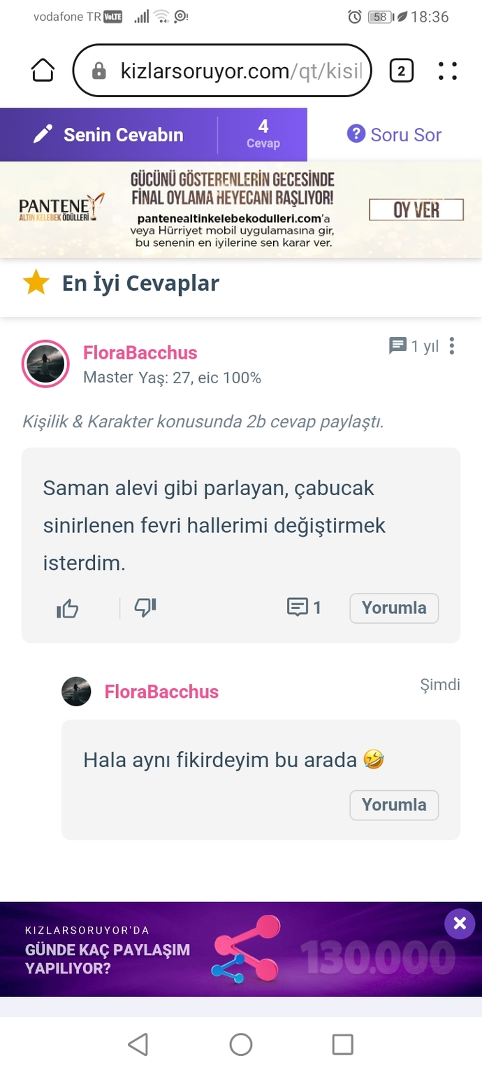 1 yıl önceki sen ile şu an ki sen arasında fark var mı?