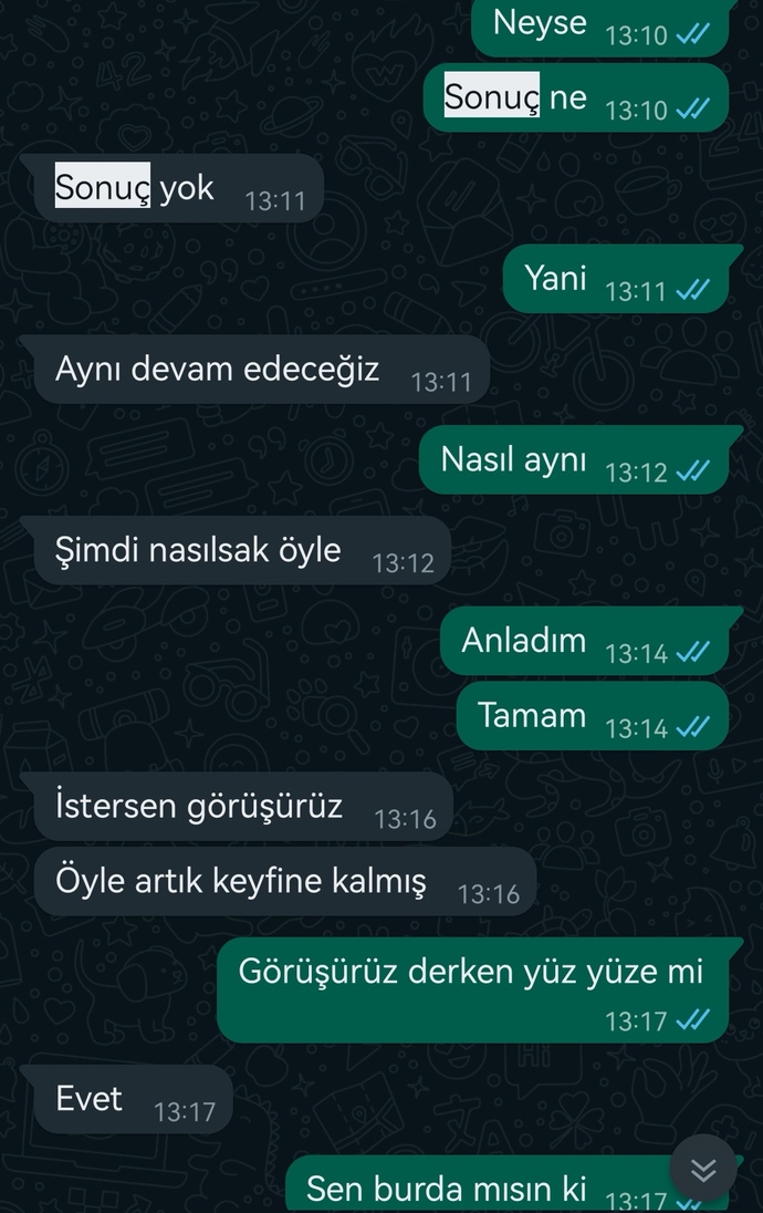 Eski sevgilim sizce arayı yapma taraftarı değil mi?