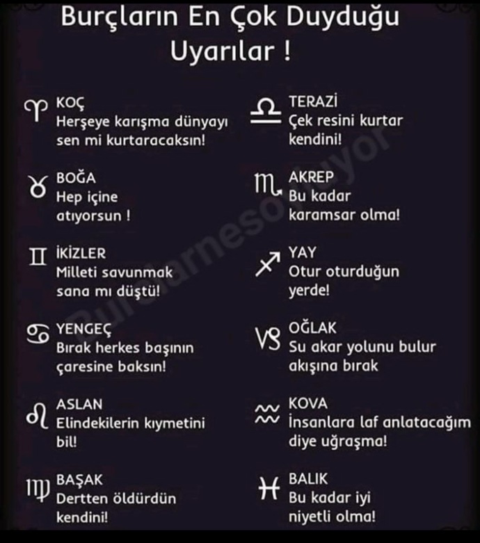 Burcuna göre en çok hangi konuda uyarı alıyorsun?