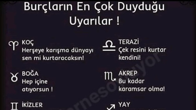 Burcuna göre en çok hangi konuda uyarı alıyorsun?