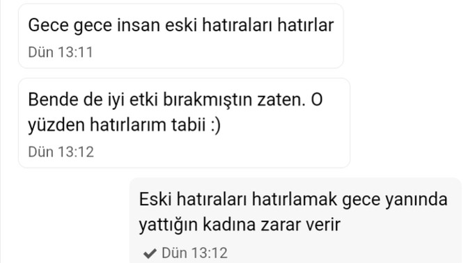 Evli eski flörtün mesajları?