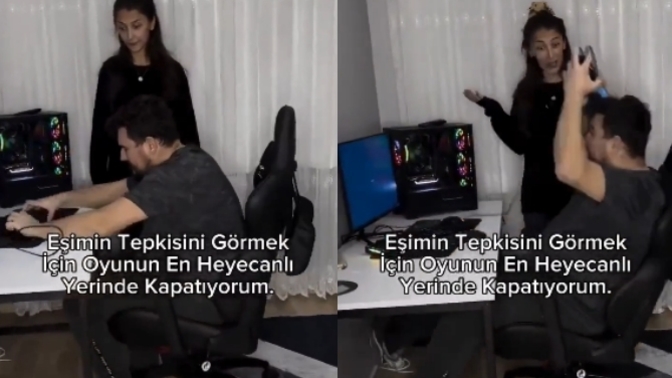 Oyunun ortasında bilgisayarı kapatıp eşini çıldırtan kadın! Sevgiliniz oyundayken PC'yi kapatsa tepkiniz ne olur?