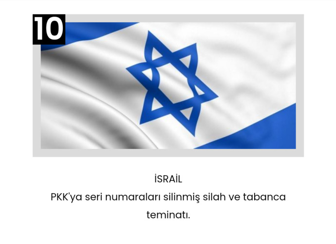 İsrail, PKK terör örgütüne silah yardımı yapan ülkelerin arasında bulunuyor.