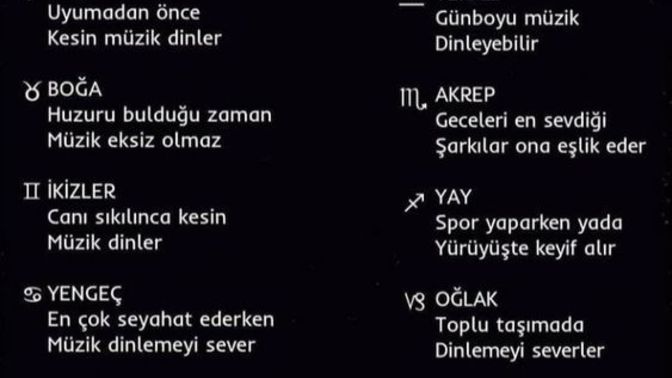 Burçlar ne zaman müzik dinler?