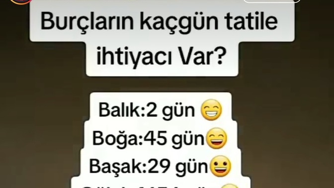 Burcuna göre kaç gün tatile ihtiyacın var?