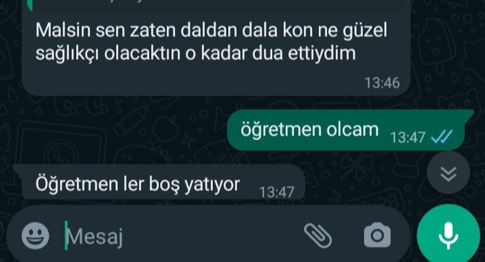 Sağlığı bırakıp öğretmenlik okuyunca ailemin tepkisi nasıl ama?