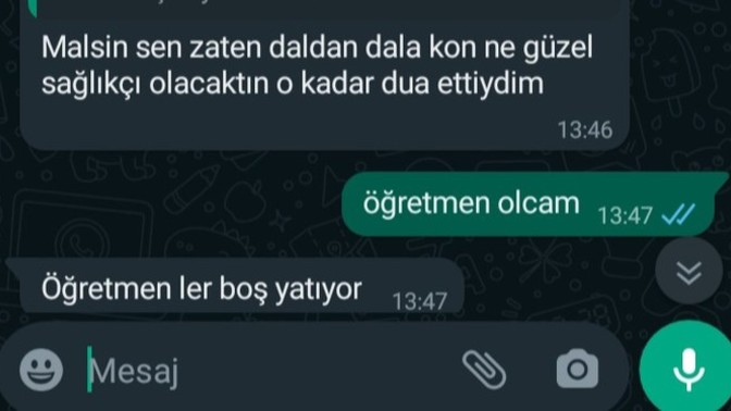 Sağlığı bırakıp öğretmenlik okuyunca ailemin tepkisi nasıl ama?